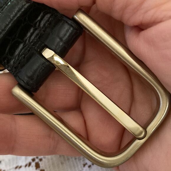 Tasso Elba Black Croc Embossed Italian Leather Bronze Color Buckle Men’s 36 - Picture 5 of 10